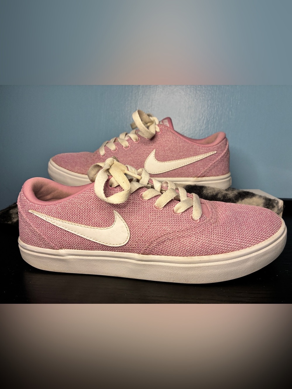 Nike Check Solar Pink Canvas Sneakers with White Swoosh